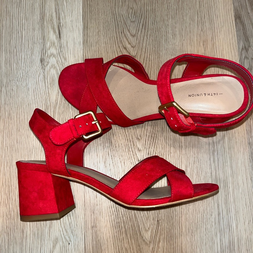 Red Suede Velvet heels sandal